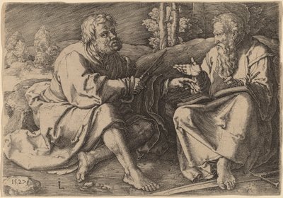Saints Pierre et Paul assis dans un paysage - Lucas van Leyden