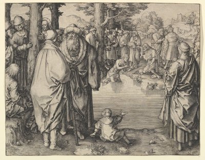 Le baptême du Christ dans le Jourdain - Lucas van Leyden