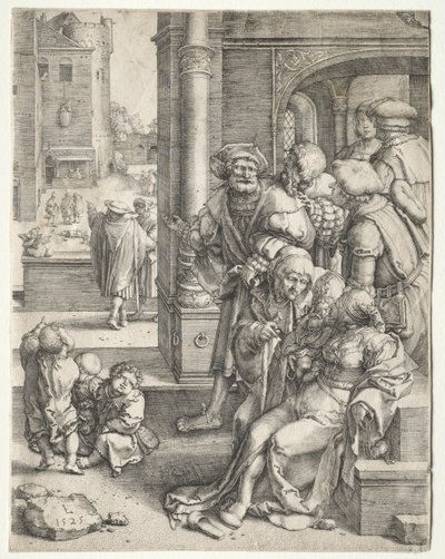 Le poète Virgile suspendu dans un panier, 1525 - Lucas van Leyden