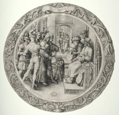 La Passion ronde : Le Christ devant le grand prêtre - Lucas van Leyden