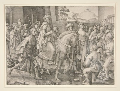 Le Triomphe de Mardochée, Esther 6.11 - Lucas van Leyden