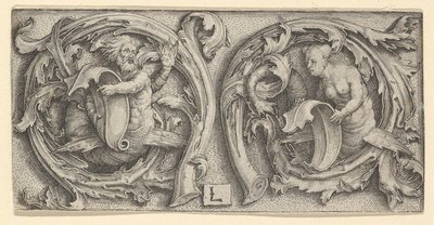 Triton et Sirène dans des vrilles - Lucas van Leyden