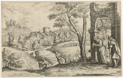Paysage avec la Sainte Famille et deux sages-femmes - Lucas van Uden