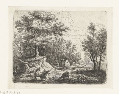 Paysage avec trois vaches et une femme - Lucas van Uden