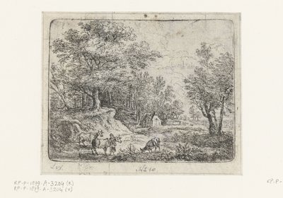 Paysage avec trois vaches et une femme (Petits paysages) - Lucas van Uden