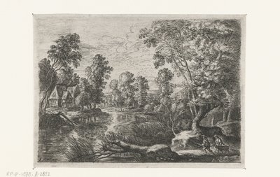 Paysage avec un ruisseau et un chasseur - Lucas van Uden