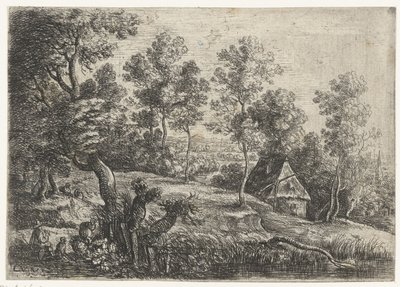 Paysage avec une maison et un puits (Vijf landschappen) - Lucas van Uden