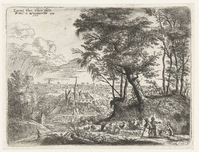 Paysage avec une maison de campagne au loin - Lucas van Uden