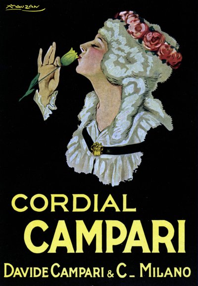 Affiche publicitaire pour le Cordial Campari. Davide Campari & C. Milano 1921 - Luciano Achille Mauzan