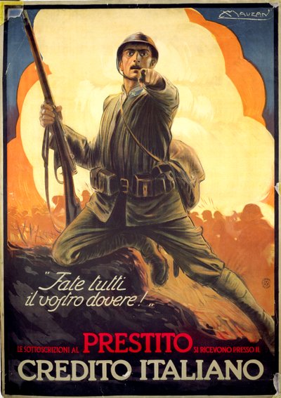 Affiche de propagande italienne de la Première Guerre mondiale pour les obligations de guerre - Luciano Achille Mauzan