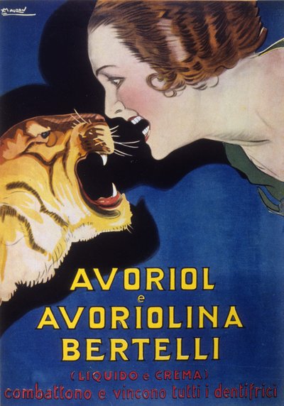 Dentifrice Avoriol et Avoriolina Bertelli (publicité 1920s - 1930s). Illustration de Lucien Achille Mauzan (1883 - 1952). - Luciano Achille Mauzan