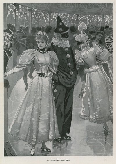 Carnaval de glace au Niagara Hall, Westminster Londres (litho) - Lucien Davis