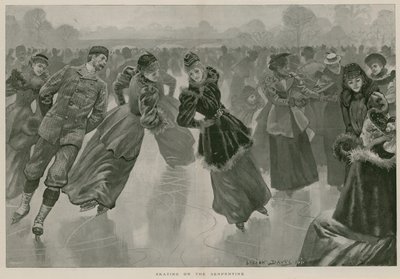 Patinage sur la Serpentine, Hyde Park, Londres (gravure) - Lucien Davis