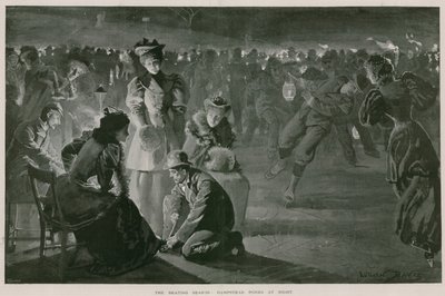 La saison du patinage : Hampstead Ponds la nuit (litho) - Lucien Davis