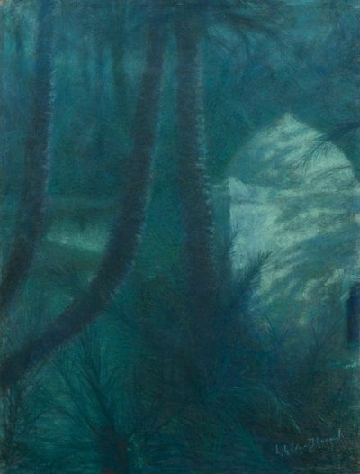 La Palmeraie, Marrakech, au clair de lune - Lucien Levy Dhurmer