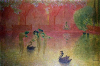 Nymphes se baignant dans un paysage oriental - Lucien Levy Dhurmer
