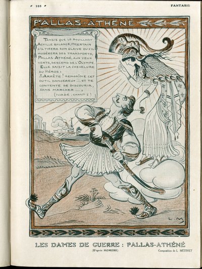 Illustration dans "Fantasio", 01/04/15 - la femme de la guerre Pallas-Athénée guerre 14-18 - Lucien Metivet