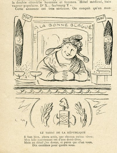 Illustration dans Le Rire, 25/09/09 - le tabac de la République (gravure) - Lucien Metivet