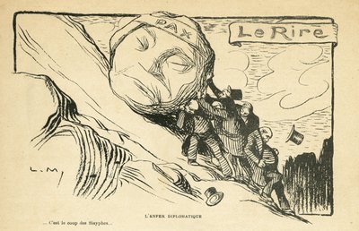Illustration dans Le Rire, 28/12/12 - enfer diplomatique - Guerre 14-18 (gravure) - Lucien Metivet