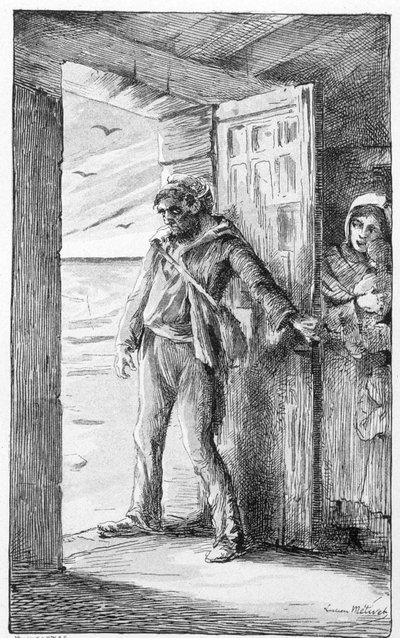 Illustration pour la chanson "le retour du marin" (gravure) - Lucien Metivet