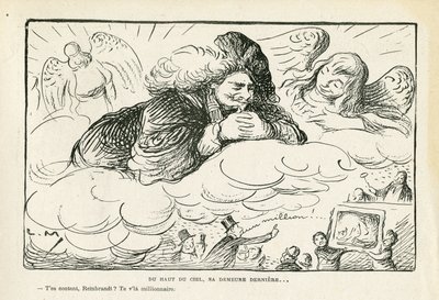 Illustration dans Le Rire, 21/06/13 - Du haut du ciel, son dernier lieu de repos (gravure) - Lucien Metivet