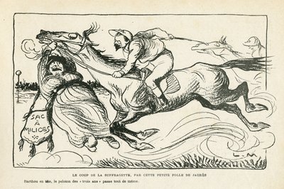 Illustration dans Le Rire, 28/06/13 Le coup de la suffragette, par cette petite folle de Jaurès - Lucien Metivet
