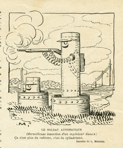 Illustration dans Le Rire, 30/08/13 - le soldat automatique (gravure) - Lucien Metivet
