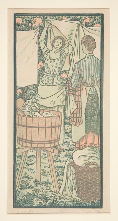 Étendre le linge - Lucien Pissarro