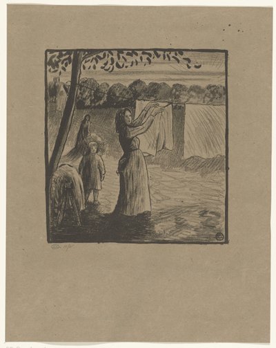 Étendage du linge - Lucien Pissarro