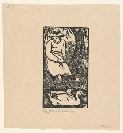Fille et deux canards - Lucien Pissarro