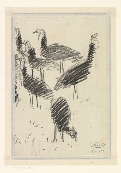 Six oiseaux - Lucien Pissarro