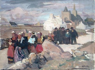 Hommes et femmes bretons, c.1909 - Lucien Simon
