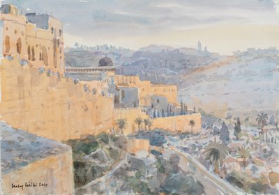 Lever de soleil sur le mur de la ville, Jérusalem, 2019 - Lucy Willis