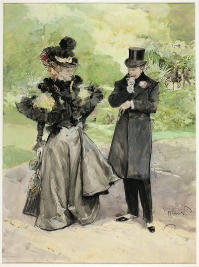 Un homme et une femme dans un parc - Luděk Marold