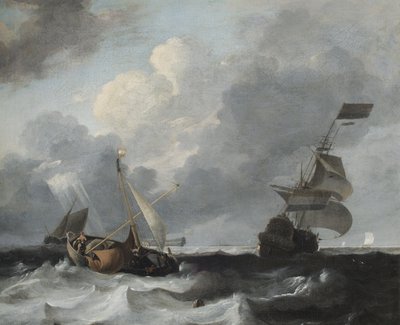 Tempête au large avec vaisseaux de guerre et bateaux de pêche - Ludolf Backhuysen