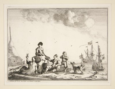 Port avec Marins et un Vendeur de Poissons - Ludolf Backhuysen