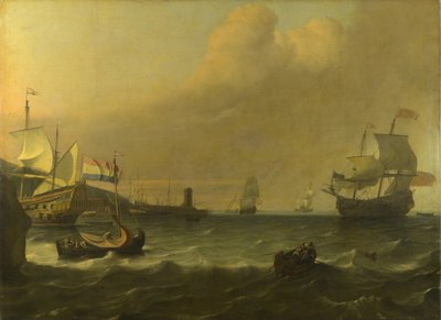 Navires de guerre néerlandais entrant dans un port méditerranéen, 1681 - Ludolf Bakhuizen