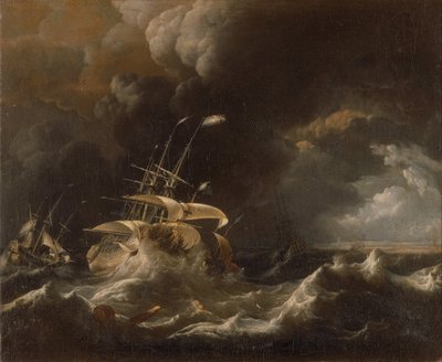 Navires marchands néerlandais dans une tempête - Ludolf Bakhuizen