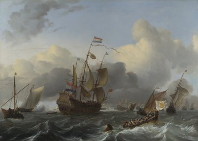 Navire amiral Eendracht et une flotte de navires de guerre néerlandais, vers 1670 - Ludolf Bakhuizen