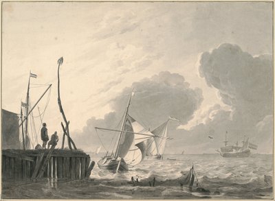 Port sur la mer sous l