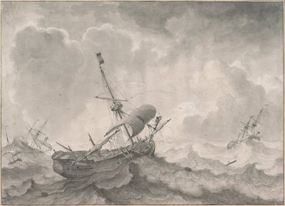 Navires sur une mer agitée - Ludolf Bakhuizen