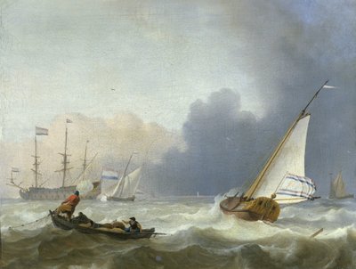 Mer agitée avec un yacht néerlandais sous voile - Ludolf Bakhuysen
