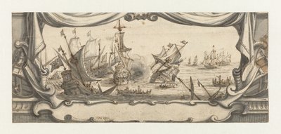 Combat naval dans une cartouche - Ludolf Bakhuysen