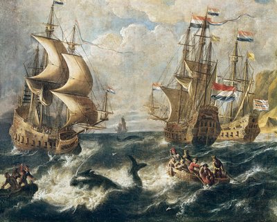 La peche a la baleine (detail) - Ludolf I Backhuysen