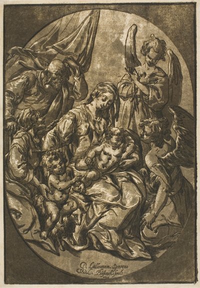 Sainte Famille dans un cadre ovale - Ludolph Büsinck