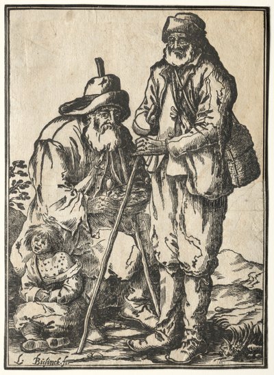 Deux mendiants et enfant lépreux - Ludolph Büsinck