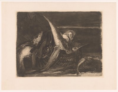 Poissons dans des paniers sur la plage - Ludovic Napoléon Lepic