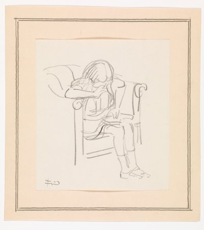 Fille assise dans un fauteuil et lisant - Ludvig Find
