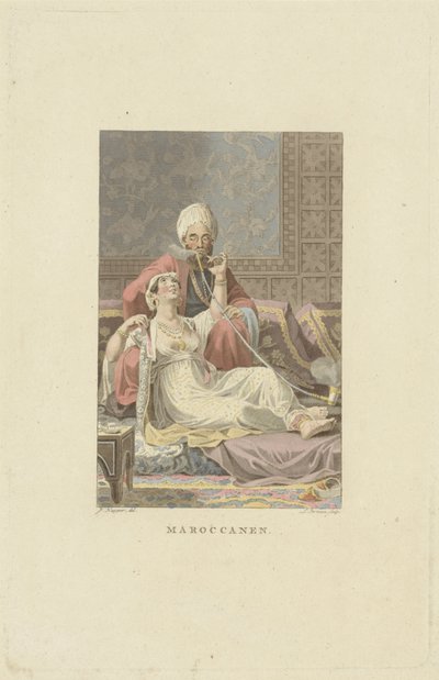 Couple marocain dans un salon de thé - Ludwig Gottlieb Portman
