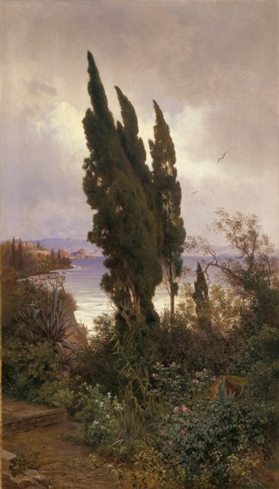 Jardin devant le château royal de Corfou - Ludwig Hans Fischer